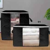 Hightower Siyah Yatak Altı Giysi Saklama Organizer Çanta Şeffaf Pencere Fermuarlı Siyah