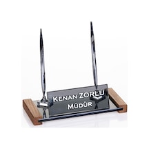 Lizbon Kristal Masa İsimliği Ahşap Ofis Masaüstü İsimlik