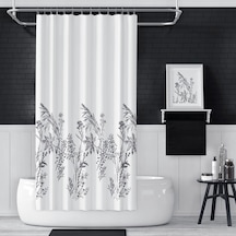 Home 180x200 Cm Funda Tek Kanat Banyo Perdesi, Yıkanabilir Polyester Kumaş Banyo Perdesi, Duş Perdesi Siyah
