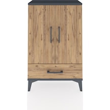 Arges Komodin 2 Raflı Tek Çekmeceli 2 Kapaklı 60x30x96 Antrasit-çam Antrasit