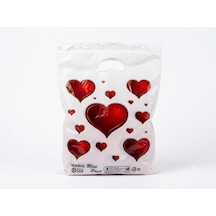 Omeyva Baskılı Orta Boy El Geçme Blok Poşet Torba - No : 2 - 25x37 Cm. - Beyaz - 100 Adetlik 3 Paket