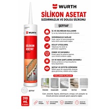 Würth Silikon Asetat Şeffaf Silikon Sızdırmazlık Ve Dolgu İçin Kullanılır 310 Ml