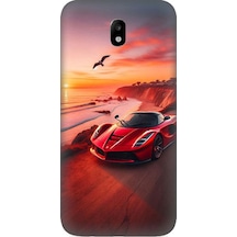 Samsung Galaxy J7 Pro Uyumlu Hızlı Kırmızı Desenli Silikon Kılıf