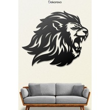 Yırtıcı Aslan Metal Duvar Tablosu - Metal Duvar Sanatı - Siyah - 30 X 30 Cm