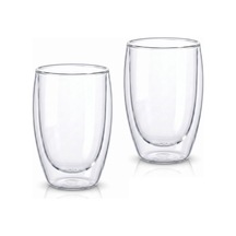 Çift Cidarlı Cam Kupa Ev Ofis Fincanı Isı Yalıtımlı Kulplu Cam Bardak 2 Adet 500 Ml Beyaz - Çok Renkli