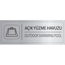 Mayeka Açık Yüzme Havuzu İsimlik Gümüş Metal Kapı İsimliği Levhası Yönlendirme Tabelası