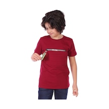 Toontoy Kids Toontoy Erkek Çocuk Baskılı Bisiklet Yaka Kısa Kollu Tişört Bordo