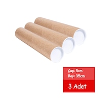 3 Adet Postüp Kapaklı Silindir Kutu Karton Rulo 5 Cm X 35 Cm 50 X 35 X 35