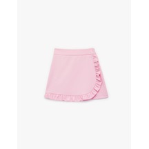 Koton Fırfır Detaylı Kruvaze Mini Etek Pembe 6skg70015ak Gül