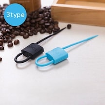 Kilit Şeklinde Silikon Kablo Ve Poşet Bağlama Aparatı 3'lü Set