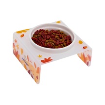 Petmagic Akrilik Beyaz Seramik Tekli Evcil Hayvan Kedi Ve Mini Irk Köpek Mama Kabı-mat Sonbahar