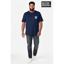 Superlife Erkek Büyük Beden M Baskılı 3xl-6xl Bisiklet Yaka Tshırt Spr26bts510-13 Lacivert