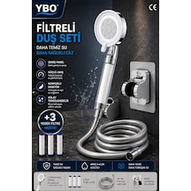 Ymv Filtreli Duş Başlığı 3 Yedek Filtreli Yüksek Basınç Destekli Banyo Duş Başlığı Beyaz