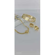 Kalp Gold Çelik Takı Seti Gümüş - Rose Gold