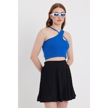 Quhox Kadın Askılı Crop Kaşkorse Saks