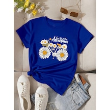 Adventures Baskılı Tasarım Tshirt Mavi