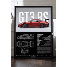 Porsche Gt3 Rs Ahşap Çerçeveli Poster, Dekoratif Araba Duvar Tablosu