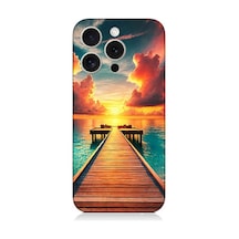 Apple iPhone 15 Pro Max Uyumlu Gün Batımına Uzanan İskele Desenli Silikon Kılıf Çok Renkli