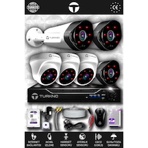 Turkno 6 Kameralı Galia 3 İç Kamera Set 2 TB HDD Full HD Gece Görüşlü Güvenlik Kamerası Sistemi