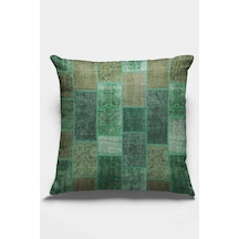 Yeşil Patchwork Çift Taraflı Yastık Kırlent Kılıfı Krl295n11
