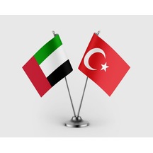 Birleşik Arap Emirlikleri Bayrağı Ve Türk Bayrağı İkili Saten Masa Bayrağı Takımı Diğer