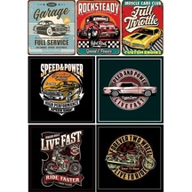 Retro Arabalar Ve Motorlar Sticker Set 7 Parça Telefon, Tablet, Defter, Laptop Sticker
