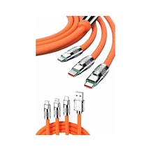120w Silikon Metal Uçlu Led Işıklı 3 In1 Şarj Kablosu 1.2m Renkli 96054446