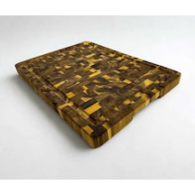 Akasya Kesme Tahtası Xlarge Boy Endgraın 40x32x3 Cm Masif Ahşap Doğrama Tahtası Sunum Tahtası Kahverengi