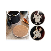 Seramik Bardak Altlığı 2 Li Set Aşçı Desenli 10x10cm Çok Renkli