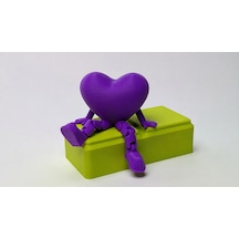 Bezos 3d Baskı Hareketli Kalp Figürü - Eklemli Dekoratif Oyuncak 1 Adet -mor Rengaren Standart
