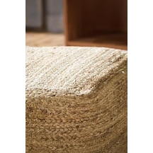 Dekoratif Kare Naturel Hasır Jüt Puf 40x40-12080 Abanoz