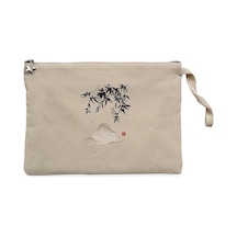China Mountain Scenery Krem Clutch Astarlı Cüzdan / El Çantası Krem