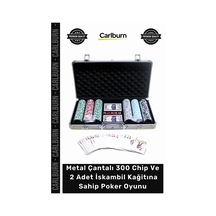 Poker Casino Oyun Seti Metal Çantalı 300 Chip 2 Adet İskambil Kağitına Sahip Poker Oyunu