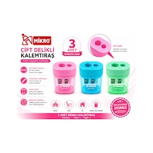 Mikro Çift Delikli Kalemtıraş 3 Adet Hazneli Standart Ve Jumbo Kalem Uyumlu Mk-1011