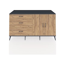 Kronos Konsol 2 Raflı 3 Çekmeceli 2 Kapaklı 176x59x99 Antrasit-çam Atlas Çam/atlas Çam - Antrasıt