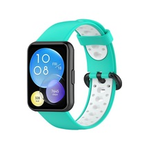 Watch Fit 2 Spor Delikli Kordon - Turkuaz-beyaz