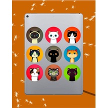 9lu Cat Sticker Seti Laptop Ajanda Notebook Tablet Telefon Defter Etiket Bullet Journal Diğer