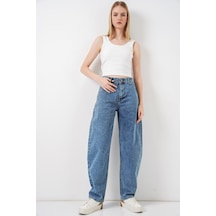 Bigdart 6689 Kadın Yüksek Bel Baggy Kot Pantolon - Mavi