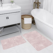 Rovigo Home Baskılı Kaymaz Taban 2 Li Banyo Paspas Takım Rvg5214-100X60-60X50 Pudra