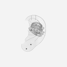 Earcuff Sıkıştırmalı Pirinç Kıkırdak Küpe Tek Sıra İncili Zirkon Taşlı Gümüş Renk Çelik