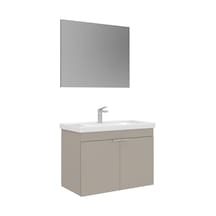 Orka Desna 80 Cm Çöl Beji Düz Aynalı Banyo Dolabı Takımı Çöl Beji
