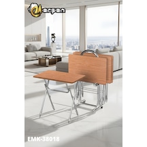 Eranş Serisi 4'lü Katlanır Mdf Mebran Açık Atlantik Çam Desen Çanta Zigon Sehpa Krom Ayak Açık Atlantik Çam Desen