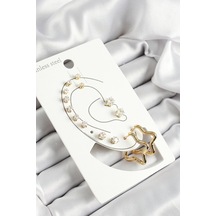 316l Çelik Yıldız Figürlü Ve Zirkon Taşlı Gold Renk 7'li Çift Kadın Küpe Set - Tj-bkp10640 Çok Renkli