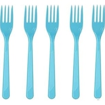 Mavi Plastik Çatal 18 Cm-25 Adet Abanoz - Beyaz