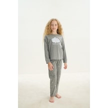Sevim Kız Çocuk Uzun Kol Gri Melanj Pijama Takım C6t9n6o8 001