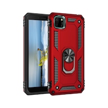 Huawei Y5p Kılıf Sofya Yüzüklü Silikon Kapak - Kırmızı -