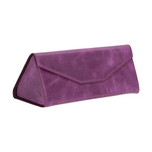 Prısma Velvet Magenta Deri Gözlük Kılıfı Mıknatıslı Üçgen Tasarım