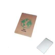 Üstten Metal Spiralli 100 Yaprak Çizgisiz Not Defteri Çevre Dostu Bloknot Ebat: 19,9 Cm X 13,9 Cm Kahverengi