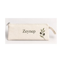Mor Mürekkep Kişiye Özel Zeytin Dalı Köşe Baskılı Fermuarlı Clutch El Çantası Makyaj Çantası Model 01274 Çok Renkli