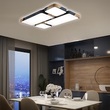 Dikdörtgen Antrasit Kumandalı Dimli 3ışık Renkli 95x65cm Ahşaplı 3Renk Kumandalı